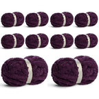 10 Pack Jumbo Chenille Yarn for Crocheting, #10 Super Bulky Baby Soft Yarn for Hand Knitting, 220 yds /70.5 oz Fluffy Chunky Knit Throw Blanket Yarn (Deep Purple) - color: Deep Purple