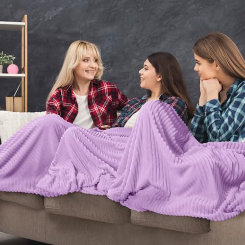 Buryeah 12 Pcs Flannel Throw Blanket Bulk 50 x 60 in Sleepover Blanket Outdoor Wedding Throw Lightweight, Oeko-tex Standard 100 Certified for Sofa Homeless Gifts (Lavender Purple) - color: Lavender Purple