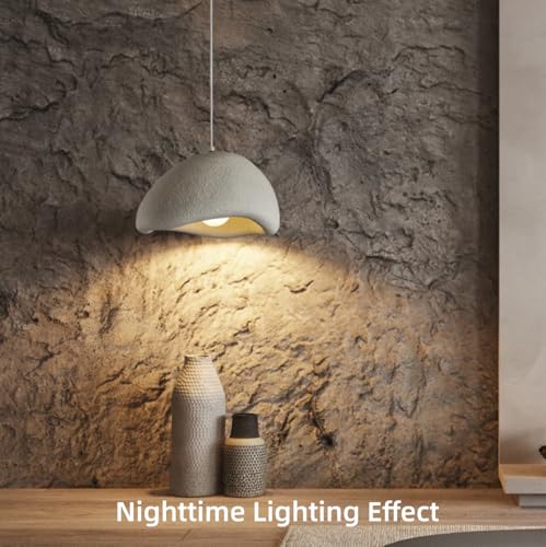 Scandinavian Pendant Lights Kitchen Island White Concrete Cement Look Pendant Light Dome Hanging Lamp Wabi Sabi Chandelier - Small - color: White, size: Small 11.8“