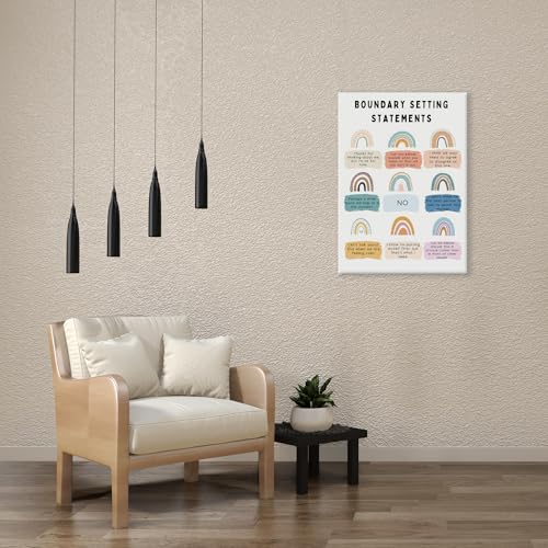 Boundary Setting Statements Canvas Wall Art Mental Health Wall Decor Pictures Inspirational Psychology Poster Prints for Counselor Office Therapy Office Home Decoration 16x24in Ready to Hang - color: Boundary Setting, size: 24"L x 16"W