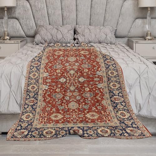 Red Floral Throw Blanket,Traditional Oriental Boho Tribal Pattern Soft Throw Blanket for Couch Sofa Camping Office Travel Home Bedroom Decor All Seasons 30"x40" - color: Boho-3, size: 30x40in