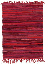Unique Loom Chindi Cotton Collection Soft Hand Woven Natural Fiber Striped Area Rug, 2 ft 2 in x 3 ft, Red/Purple - color: Red/Purple, size: 2'2" x 3' (Rectangular)