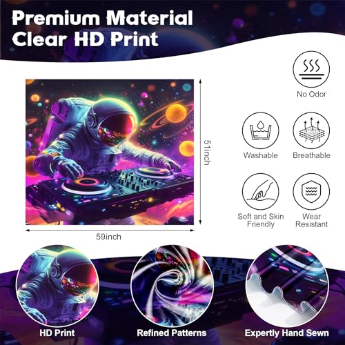 NYZE Astronaut Space Tapestry for Bedroom, Music Wall Tapestry, Party Decor Glow in the Dark Room Decor Tapestries, Cool Galaxy Planet Wall Hanging, Wall Hanging for Room Dorm 59in×51in - color: Astronaut H, size: 59"L x 51"W