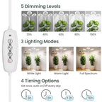 LBW 3-Head Grow Light with Stand for Indoor Plants, Full Spectrum Grow Light for Tall Large Plants, Adjustable Height up to 68", Auto Cycle Timer 6/8/12/16H, 5-Level Dimming, 3 Lighting Modes,White - size: 3 Head 6.3" White
