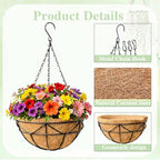 EIMQUVW 14 Inch Coconut Fiber Hanging Planter 4 Packs Durable Metal Hanging Baskets with Chains Outdoor Wire Pot for Spring and Summer Front Porch Garden Decoration - size: 14 Inch, style: Geometric