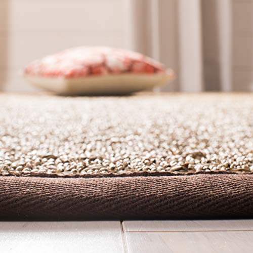 SAFAVIEH Area Rug 6' Round - Natural Fiber Collection - Natural & Dark Brown, Seagrass, Basketweave Pattern with Border (NF114K) - color: Natural/Dark Brown, size: 6' (Round)