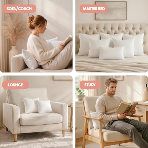 Utopia Bedding 14x14 Pillow Inserts, Set of 2, White – Indoor Decorative Throw Pillows for Bed, Sofa & Couch – Soft, Supportive & Fluffy Cushion Inserts - color: White, size: 14x14 Inch