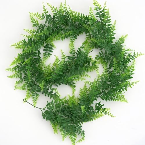 GBESTWOOW Fern Garland, Artificial Vine Fake Greenery Wedding Arch Swag Backdrop Doorways Table Runner Ivy Indoor Outdoor - size: 5.9 FT-Fern garland