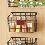 Wall Basket with Label Plate & 5 S-Hooks –4 Pack Hanging Wire Basket for Organizing, Wall Storage for Kitchen, Bathroom, Pantry, Laundry, RV – Hanging Wall Basket, Metal - size: 4 Pack