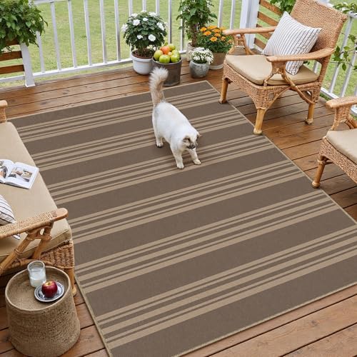 PureCozy Striped Easy Jute Rug 3x5 Nature Entryway Carpet Washable Non Slip Office Door Mat Farmhouse Neutral Non Shedding Small Indoor Outdoor Rug for Bathroom Kitchen Bedroom Living Room - color: Nature/Striped, size: 3' x 5' (Rectangular)