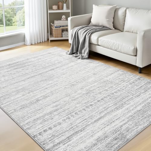 4x6 Area Rugs for Living Room Machine Washable Rug Distressed Indoor Carpet Neutral Moroccan Boho Rug Ultra Soft Area Rug for Bedroom Dining Room Playroom Office, Grey - color: Grey, size: 4' x 6' (Rectangular)