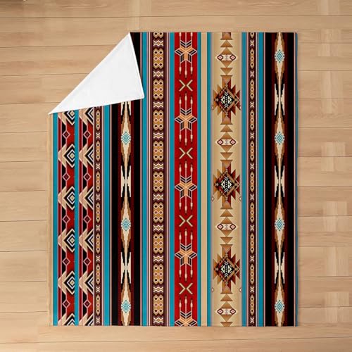 Aztec Bed Blanket 40"X50", Ethnic Tribal Arrow Flannel Fleece Blanket, Vintage Southwestern Native Bohemian Throw Blanket, Western Star Exotic Geometric Diamond Fuzzy Sherpa Blanket Room Decor - color: Multi 03, size: 40*50