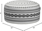 MOCOFO Unstuffed Round Pouf Covers Boho Colorful Geometric Ottoman Pouf Cover with Handle Design,Decoration Footstool for Living Room,Bedroom,Patio (Black,18x18x8)
