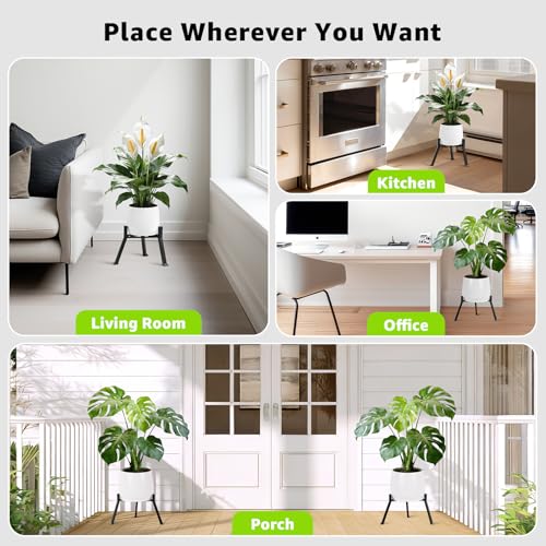 Metal Plant Stand Indoor Outdoor- Anti-Rust Metal Plant Stand, Stable Corner Plant Stands Fits 5.9 to 8.7 Inches Pots, Adjustable Heavy Duty Plant Pot Flower Holder for Patio, Garden, Home, Black - 1 Pack - size: M