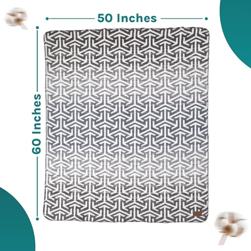 Arconiz Scotch Throw Blanket 50''x60'', Gray Ivory Textured Woven Cotton Blend Throw for Couch Sofa Bed, Soft Lightweight All Season Decorative Blanket for Modern Home Decor - color: Gray Ivory Geometric