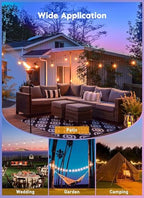 Brightown 55FT Solar String Lights Outdoor Waterproof, Patio Lights with Remote and 16+1 LED Shatterproof Bulbs, Dimmable & Timable, 3 Light Modes, Solar Lights Outdoor for Yard Garden Camping Party - size: 55FT(16 Sockets)