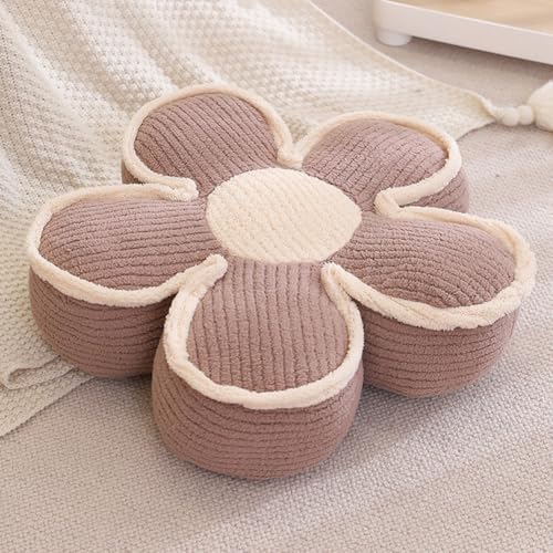 Sexysamba Flower Shaped Floor Seat Pillows Cushions 25.6" x 7.5", Giant Aesthetic Daisy Flower Decorative Throw Pillows Preppy Floor Seating Cushion for Girls Bedroom Room Sofa Chair Decor,Coffee - color: Coffee, size: 25.6" D x 7.5" T
