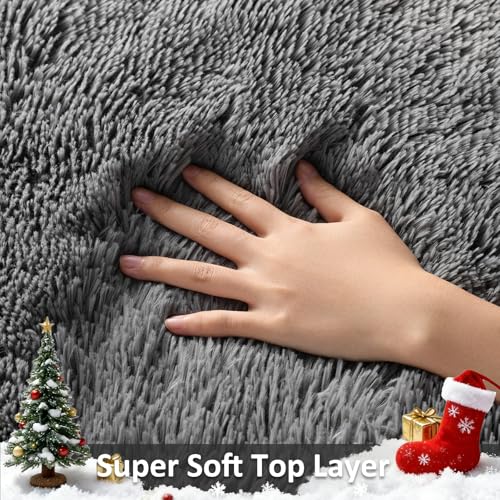 Ophanie 2x4 Small Rug Upgrade Non Slip Throw Bedside Area Rugs, Fluffy Soft Grey Mini Bedroom Carpet, Affordable Door Entryway Indoor Inside Front Entrance Dog Mat, Home Decor Aesthetic, Nursery - color: 1- Grey, size: 2' x 4' (Rectangular)