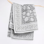 Levtex Home Adare Grey Quilted Throw - (50x60in.) - Floral - Grey White - Reversible - Cotton - color: Grey