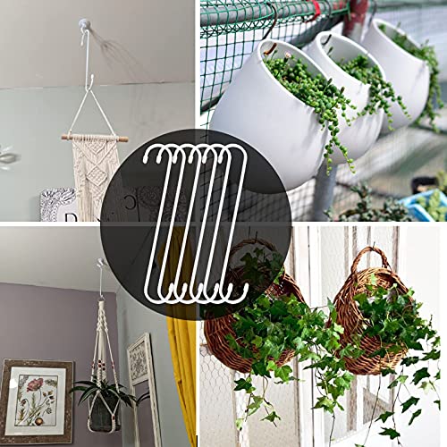 ESFUN 6 Pack 12 inch Extra Large S Hooks White Heavy Duty Plant Hanging Hooks Long S Shaped Extension Hooks for Kitchenware,Utensils,Pergola,Closet,Flower Basket,Garden,Patio,Indoor Outdoor Uses - color: White