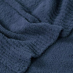 JOOJA Navy Blue Blanket Warm Queen Size Fuzzy Knitted Oversized Luxury Bed Blankets, Soft Lightweight Plush Blanket Queen Size for Cozy Nights (Navy Blue, 90x90) - color: Navy Blue, size: 90x90