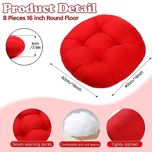 Fumete 8 Pcs 16 Inch Floor Cushions Pillow for Kids Bulk Classroom Round Flexible Seating Floor Cushions for Students Home Daycare School Reading Corner Yoga Meditation Picnic (Red) - color: Red