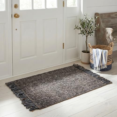 SAFAVIEH Natural Fiber Collection Accent Rug - 2' x 3', Charcoal & Natural, Handmade Woven Fringe Jute, Ideal for High Traffic Areas in Entryway, Living Room, Bedroom (NF826H) - color: Charcoal/Natural, size: 2' x 3' (Rectangular)