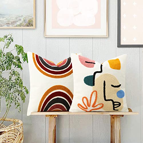 Merrycolor Boho Abstract Throw Pillow Covers 20x20 Tufted Sun Pillow Covers Colorful Mid Century Modern Pillow Covers Boho Pillows Decorative Throw Pillow Case for Bed Couch Living Room,1PC - color: Sun, size: 20" x 20" (Pack of 1)