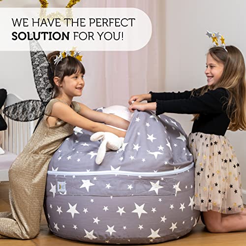 SMART WALLABY Stuffed Animal Storage Bean Bag Chair | 2 Sizes in 1 | 100% Cotton Washable Kids’ Plush Toys Organizer | XL to XXL Expandable Premium Soft Toys Pouf Twinkle Twinkle - color: Twinkle Twinkle