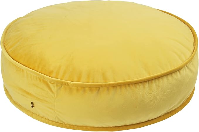 Velvet Floor Pillows Round Chair Cushion Couch Throw Pillow Soft Pouf Seat Mattress Bean Bag for Reading Nook Play Room (25.6IN, Yellow)