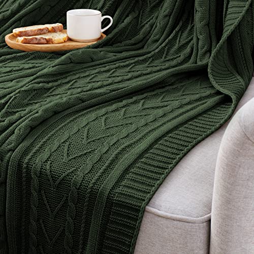 Aormenzy Green Cable Knit Throw Blanket Oversized 60" x 80" Super Soft Comfy Knitted Blanket for Couch Bed Sofa, Twin Size - color: Forest Green, size: 60" x 80", Twin