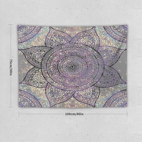 KANEPE Boho Floral Tapestry Vintage Gradient Purple Art Mandala Pattern Wall Hanging Tapestries Home Decor for Living Room Bedroom Apartments Farmhouse Dorm,40inx30in (102×76cm)【Small】 - color: Boho-16, size: 40Wx30L