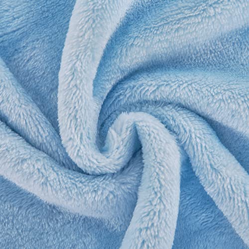 JIAHANNHA Flannel Fleece Ice Blue Blanket Throw Size(50 by 60 Inches),Light Blue Throw Blanket for Couch Sofa Bed,Super Soft Plush Cozy and Lightweight Warm Bed Blanket for All Season - color: Light Blue, size: Throw(50"×60")