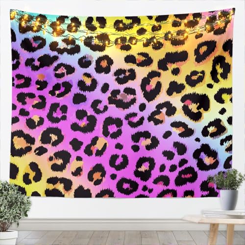 Leopard Print Tapestry Rainbow Pride Wall Hanging for Kids Teens Girls Adults Room Decor,Cheetah Wild Animals Wall Blanket Tapestries Fashion Watercolor Wall Art Hanging, Small 51.2 x 59.1 Inches - color: WWS9620, size: 59.1"L x 51.2"W