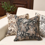 Yangest Flower Pillow Cover 20 x 20 Inches, Nature Chenille Square Throw Pillow Cover Soft Luxury Neutral Accent Couch Pillow Cover for Living Room Bedroom, Black - color: Black, size: 20" x 20" (Pack of 1)