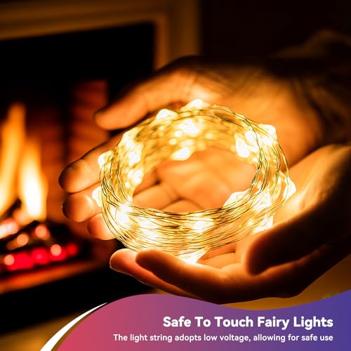 LitHome 8 Pack Warm White Fairy Lights Battery Operated, 20 FT 60 LED Twinkle Lights Battery Operated 2 Modes, Waterproof Led Fairy String Light for Indoor Outdoor Christmas Wedding Bedroom Decor - color: Warm White, size: 8 Pack