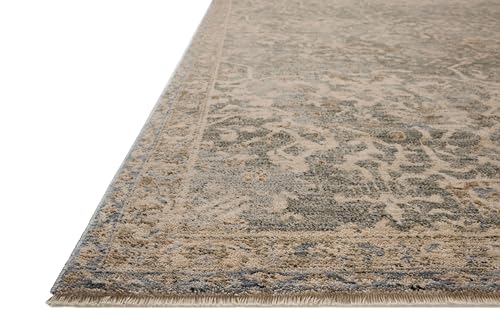 Loloi Magnolia Home by Joanna Gaines Junie Collection JUE-01 Blue/Natural 5'-3" x 7'-6", .38" Pile Height, Area Rug - color: Blue / Natural, size: 5'3" x 7'6" (Rectangular)