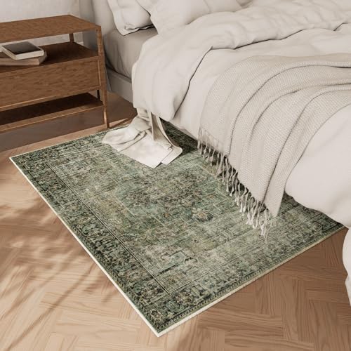 Machine Washable Throw Rugs for Entryway: Door Mat Indoor Entrance 2x3 Small Rug Stain Resistant Non-Slip Low Pile Soft Carpet for Kitchen Front Door Indoor Entrance Entry Bedroom - color: Black and Green, size: 2' x 3' (Rectangular)