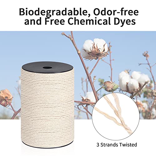 Macrame Cord 3mm x 240Yards（720Feet, Natural Cotton Macrame Rope - 3 Strands Twisted Macrame Cotton Cord for Wall Hanging, Plant Hangers, Crafts, Gift Wrapping and Wedding Decorations - color: Natural Color, size: 0.12 in x 240 yd