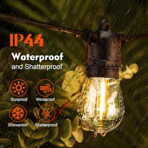 GvvooHome 48 Pack Shatterproof LED Replacement Bulbs for Outdoor String Lights, S14 Edison Bulbs for Patio String Lights Outdoor Waterproof, Warm White 2200K, Dimmable, E26 Standard Base - color: Warm, size: 48 Pack