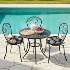 LVTXIII Outdoor Bistro Chair Cushions, 15"x15"x4" Round Patio Chair Cushions, All Weather Tufted Seat Cushions for Patio Furniture Use, Set of 2, Bloom Cobalt - color: Bloom Cobalt
