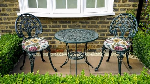 Bistro Chair Cushions 15 inch,Set of 2,Tufted Round Chair Cushions with Ties,15"x15"x4",Water Resistant Round Seat Cushion for Barstool Chairs,Patio Garden Kitchen Outdoor Furniture(Butterfly Flower) - color: Butterfly Flower, size: 15"x15"