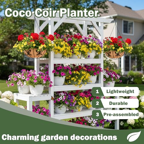4 Pack 14 Inch Hanging Baskets for Plants Outdoor Metal Hanging Planter Basket with Coco Coir Liner Hanging Flower Baskets Hanging Flower Pots Holder for Garden, Patio(Butterfly) - size: 14 Inch, style: Contemporary