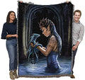 Pure Country Weavers Water Dragon Woven Blanket by Anne Stokes - Fantasy Gift Cotton Tapestry Throw - Made in The USA - 72" x 54" - color: Water, size: 72" x 54"