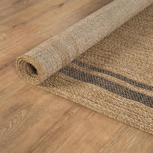 Beverly Rug Easy Jute Bordered Entry Rug 2x3 Washable Durable Indoor Outdoor Area Rugs for Living Dining Room Patio Office Stain Resistant Non Shedding Casual Indoor Outside Carpet 2 x 3 Natural - color: Bordered/Natural-black, size: 2' x 3' (Rectangular)