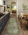 Machine Washable Kitchen Runner Rug: 2'x6' Hallway Rug Non Slip Low-Pile Stain Resistant Soft Carpet Runners for Entryway Hallways Kitchen Laundry Room Beside Farmhouse - color: Black and Green, size: 2' x 6' (Rectangular)