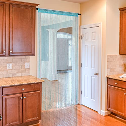 Door String Curtain Doorway Beads Curtains,Hanging Room Divider Beaded Decor Hippie Glitter Fringe Panel Closet Window Doors Sequin Sheer Boho Doors Tassel（Blue） - color: Blue