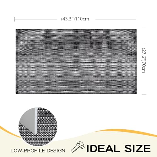 Door Mat Front Porch Rug Boho Black Outdoor Rug 27.5"x43" Cotton Hand Woven Rug for Front Porch Decor Washable Welcome Layered Doormat for Farmhouse Entryway Kitchen Patio - color: Black & White Front Door Mat