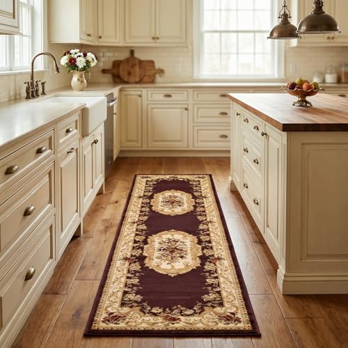 Unique Loom Versailles Collection Area Rug - Henry (2' x 6' 1" Runner Brown/Cream) - color: Brown/Cream, size: 2'2" x 6'1" (Runner)