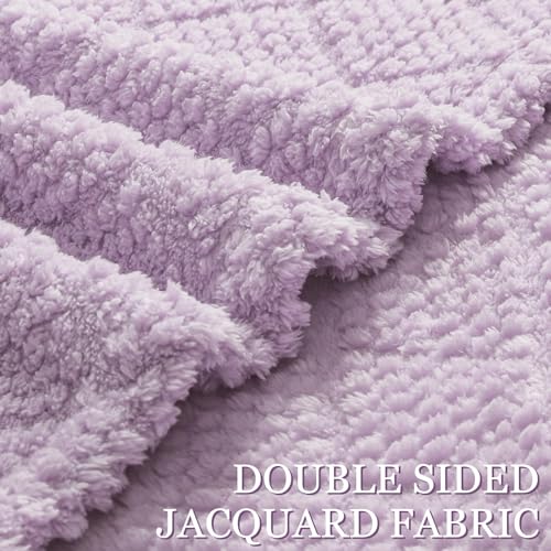 Whale Flotilla Fuzzy Fleece Throw Blanket for Couch, Bed, Soft Fluffy Jacquard Waffle Blankets for All Season, Lightweight and Cozy, 50x60 Inch, Lilac - color: Lilac, size: Throw(50x60 Inch)